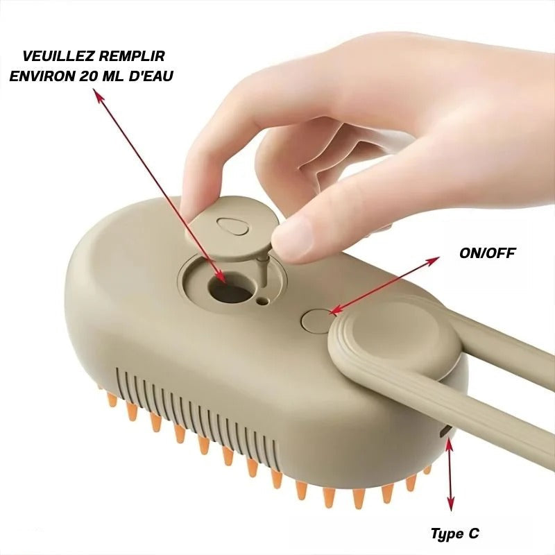 PuffEase™ - Steam Grooming Brush 